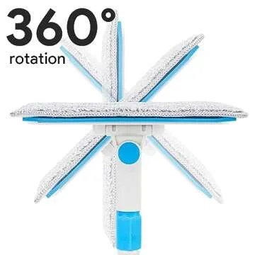 Cleaning Tools for Baseboard, Baseboard Cleaner Tool with Handle, 4 Reusable Cleaning Pads Wall Cleaner for Baseboards Cleaning, Ceiling, Wall, Floor, Shower Bathroom Kitchen