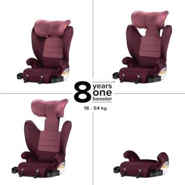 Diono Monterey 2XT Latch 2 in 1 High Back Booster Car Seat with Expandable Height & Width, Side Impact Protection, 8 Years 1 Booster, Plum