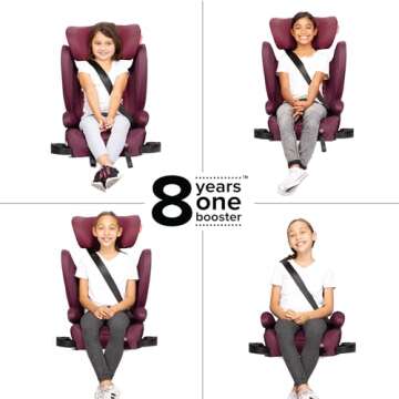 Diono Monterey 2XT Latch 2 in 1 High Back Booster Car Seat with Expandable Height & Width, Side Impact Protection, 8 Years 1 Booster, Plum