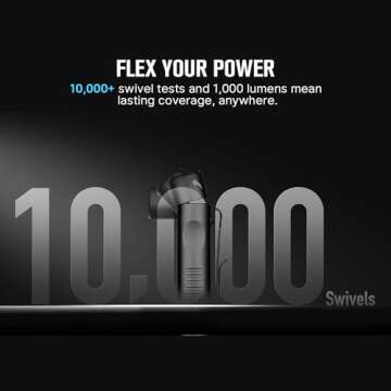 OLIGHT Arkflex Adjustable Right Angle Flashlight, 1000 Lumens Rechargeable Handheld Flashlights, Two-way Pocket Clip EDC Light with an 0-90°Articulating Head for Working Outdoors and Repairing (Black)