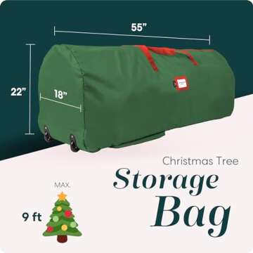 Handy Laundry Rolling Tree Storage Bag - For 9-Foot Artificial Christmas Holiday Tree. Zippered Bag,...
