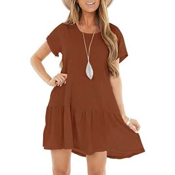 YIBOCK Women's Casual Summer T Shirt Dress with Pocket
