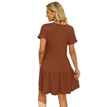 YIBOCK Women's Casual Summer T Shirt Dress with Pocket
