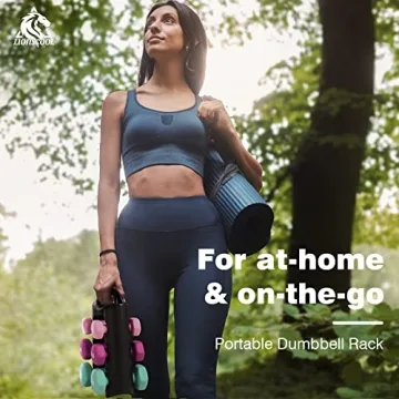 LIONSCOOL Neoprene Coated Dumbbell Set With Rack for Home Gym