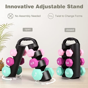 LIONSCOOL Neoprene Coated Dumbbell Set With Rack for Home Gym