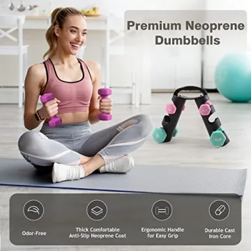 LIONSCOOL Neoprene Coated Dumbbell Set With Rack for Home Gym