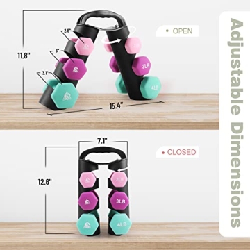 LIONSCOOL Neoprene Coated Dumbbell Set With Rack for Home Gym