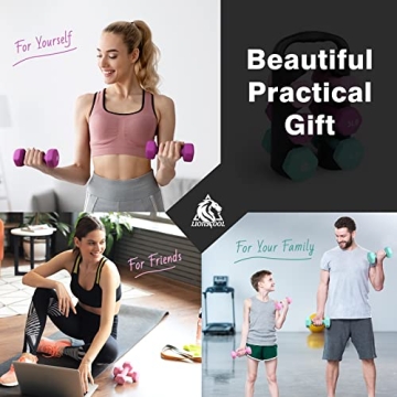 LIONSCOOL Neoprene Coated Dumbbell Set With Rack for Home Gym