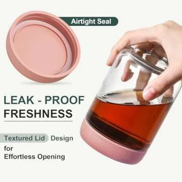 NETANY 3-pack 16oz Glass jars with Airtight Lids, Overnight Oats Containers with Lids, Wide mouth Mason Salad jars, Glass Food Storage Containers for Snacks Yogurt Spice Sugar