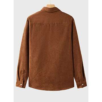 Astylish Mens Corduroy Shirt Slim Fit Button Down Long Sleeve Shirts for Men Brown XX-Large