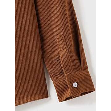 Astylish Mens Corduroy Shirt Slim Fit Button Down Long Sleeve Shirts for Men Brown XX-Large