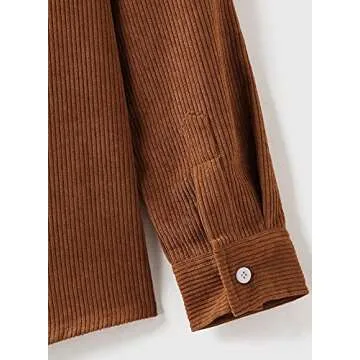 Astylish Mens Corduroy Shirt Slim Fit Button Down Long Sleeve Shirts for Men Brown XX-Large