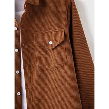 Astylish Mens Corduroy Shirt Slim Fit Button Down Long Sleeve Shirts for Men Brown XX-Large