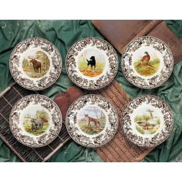 Spode Woodland Dinner Plate, Pheasant Design - 10.5 Inch Plate for Hunting Cabin, Lodge, Cottage Décor - Dishwasher & Microwave Safe Fine Earthenware, Ideal for Fall Entertaining