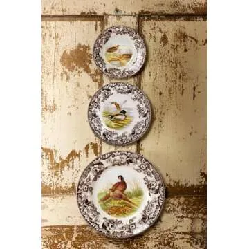 Spode Woodland Dinner Plate, Pheasant Design - 10.5 Inch Plate for Hunting Cabin, Lodge, Cottage Décor - Dishwasher & Microwave Safe Fine Earthenware, Ideal for Fall Entertaining