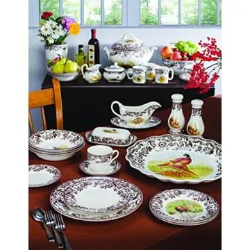 Spode Woodland Dinner Plate, Pheasant Design - 10.5 Inch Plate for Hunting Cabin, Lodge, Cottage Décor - Dishwasher & Microwave Safe Fine Earthenware, Ideal for Fall Entertaining