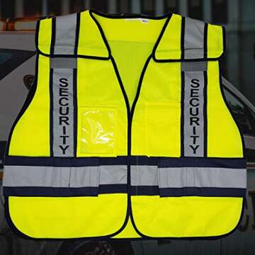 VIEWBRITE Reflective (Class 2) Security Vest Lime Green - 5 Point Breakaway High Visibility Yellow S...