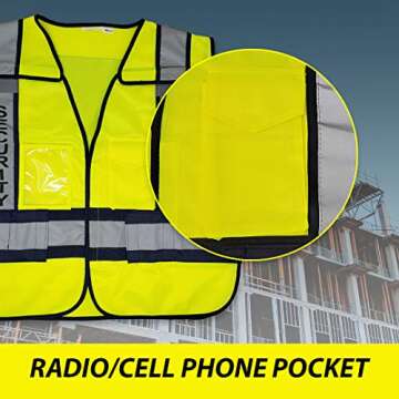VIEWBRITE Reflective (Class 2) Security Vest Lime Green - 5 Point Breakaway High Visibility Yellow Safety Vest