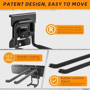 Heavy Duty Garage Storage Tool Rack, Adjustable Hooks, Wall Mounted Organizer - 440lbs Capacity