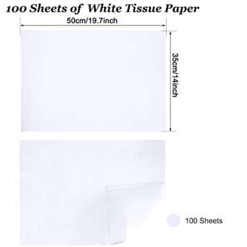 Undemouc White Tissue Paper 100 Sheets for Gifts and Crafts