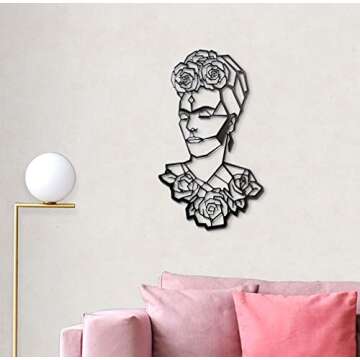 Frida Kahlo Metal Wall Decor Metal Wall Art Decor 3D Metal Sculpture Metal Wall Decor for Home Offic...