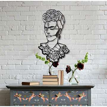 Frida Kahlo Metal Wall Decor Metal Wall Art Decor 3D Metal Sculpture Metal Wall Decor for Home Office Bedroom Living Room Outdoor Decoration 11X19 inches