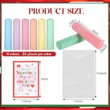 SAIWEILAI ONLINE 192pcs/24pack Valentines Chalk Set Valentines Day Gift For Kids Valentines Day Card...