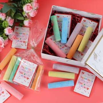 SAIWEILAI ONLINE 192pcs/24pack Valentines Chalk Set Valentines Day Gift For Kids Valentines Day Cards for Classroom Valentine Party Favors Gift Stuffer Fillers valentines Classroom Favors