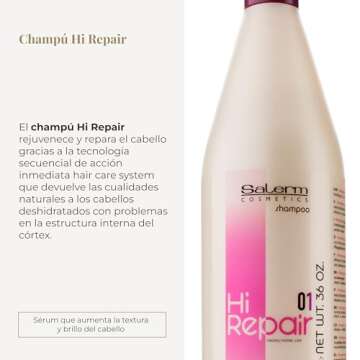 Salerm - Repairing Shampoo - Hi Repair Shampoo - 1000 ml - Deep Hydration for Damaged Hair - Repairs...