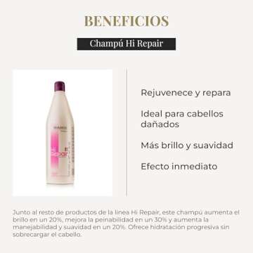 Salerm - Repairing Shampoo - Hi Repair Shampoo - 1000 ml - Deep Hydration for Damaged Hair - Repairs and Rejuvenates - Shinier and Softer Hair - Immediate Effect