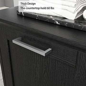 OLD CAPTAIN Wooden Tilt Out Trash Cabinet, Wooden Kitchen Garbage Can Free Standing Holder, Black Finish…