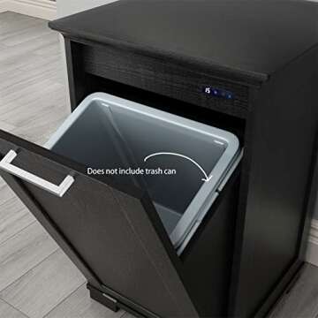 OLD CAPTAIN Wooden Tilt Out Trash Cabinet, Wooden Kitchen Garbage Can Free Standing Holder, Black Finish…