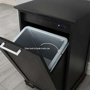 OLD CAPTAIN Wooden Tilt Out Trash Cabinet, Wooden Kitchen Garbage Can Free Standing Holder, Black Finish…