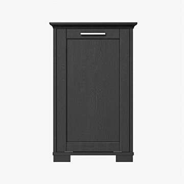 OLD CAPTAIN Wooden Tilt Out Trash Cabinet, Wooden Kitchen Garbage Can Free Standing Holder, Black Finish…