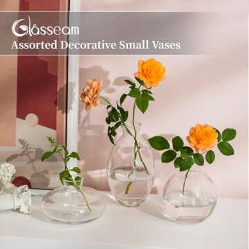 Elegant Glasseam Glass Bud Vase Set for Home Decor