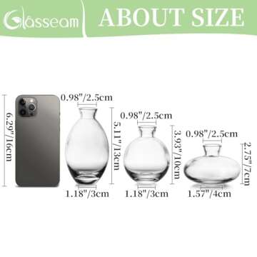 Elegant Glasseam Glass Bud Vase Set for Home Decor