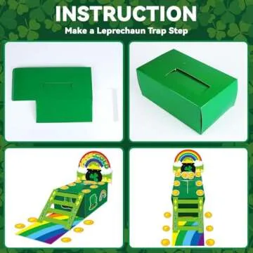 St Patrick's Day Trap Kit DIY Catch a Leprechauns Trap Craft Set Supplies St Patrick's Day Party Decoration Leprechaun Trap Craft Kit Box Stickers for Kids Classroom Activity Shamrock Party Supplies