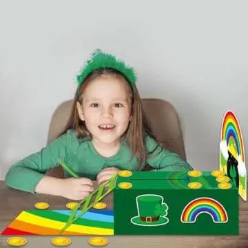St Patrick's Day Trap Kit DIY Catch a Leprechauns Trap Craft Set Supplies St Patrick's Day Party Decoration Leprechaun Trap Craft Kit Box Stickers for Kids Classroom Activity Shamrock Party Supplies