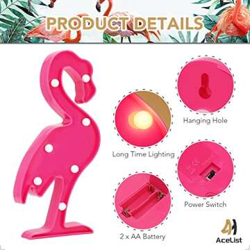 AceList Luau Party Decorations Flamingos Pineapple Lights Tropical Hawaiian Themed Party Supplies Bi...