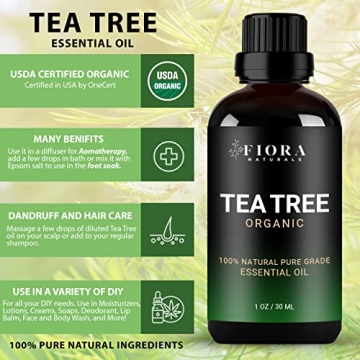 Fiora Naturals Tea Tree Essential Oil 100% Pure Organic