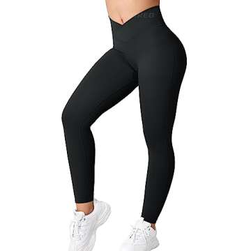 YEOREO Workout Leggings for Women Tummy Control Butt Lifting Leggings High Waisted Cross Waist Gym Yoga Compression Pants Black XXL