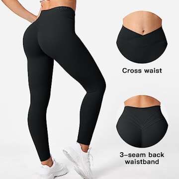 YEOREO Workout Leggings for Women Tummy Control Butt Lifting Leggings High Waisted Cross Waist Gym Yoga Compression Pants Black XXL