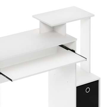 Furinno Econ Multipurpose Home Office Computer Writing Desk, White/Black