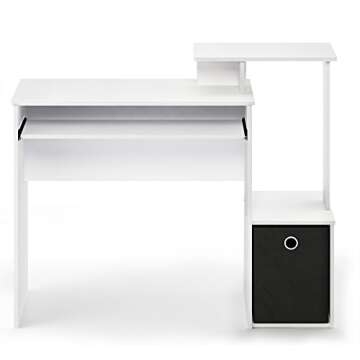 Furinno Econ Multipurpose Home Office Computer Writing Desk, White/Black