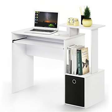 Furinno Econ Multipurpose Home Office Computer Writing Desk, White/Black