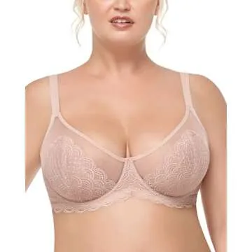 Comfortable Lace Minimizer Bra for Women - Light Pink