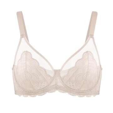 Comfortable Lace Minimizer Bra for Women - Light Pink