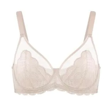Comfortable Lace Minimizer Bra for Women - Light Pink