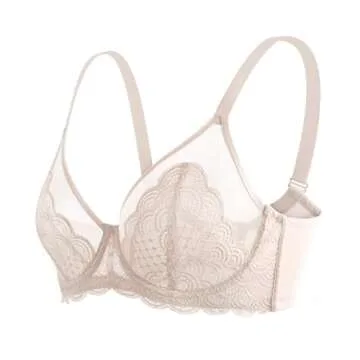 Comfortable Lace Minimizer Bra for Women - Light Pink