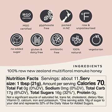 Steens Manuka Honey - MGO 85+ - Pure & Raw 100% Certified multifloral Manuka Honey - Bottled and Sealed in New Zealand - 340g